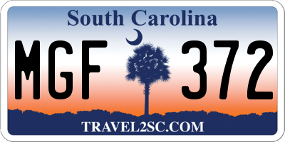 SC license plate MGF372