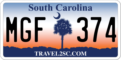 SC license plate MGF374
