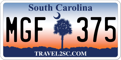 SC license plate MGF375