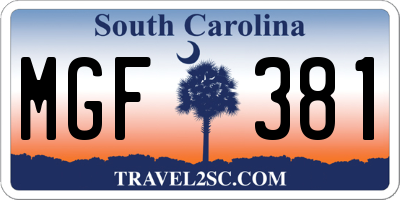 SC license plate MGF381