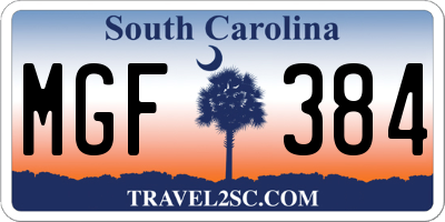 SC license plate MGF384