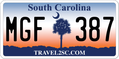 SC license plate MGF387