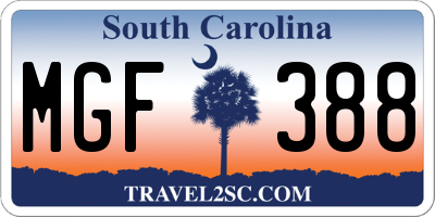 SC license plate MGF388