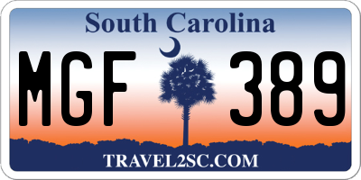 SC license plate MGF389