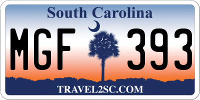 SC license plate MGF393