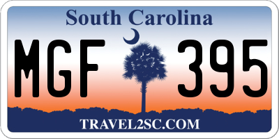 SC license plate MGF395