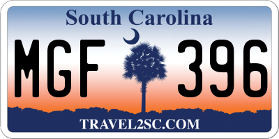 SC license plate MGF396