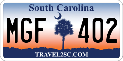 SC license plate MGF402