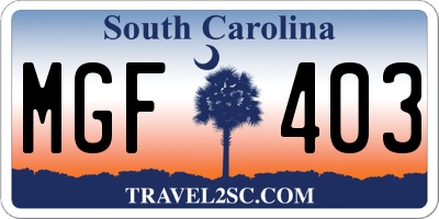 SC license plate MGF403
