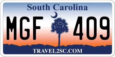 SC license plate MGF409