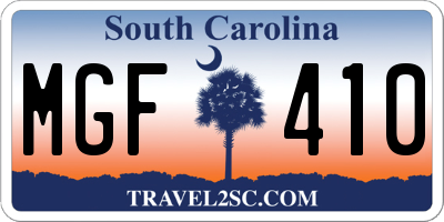 SC license plate MGF410