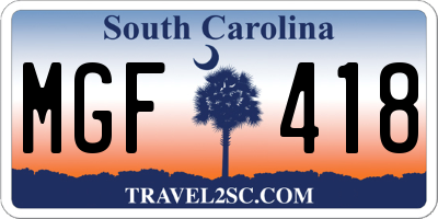 SC license plate MGF418