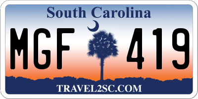 SC license plate MGF419