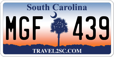 SC license plate MGF439