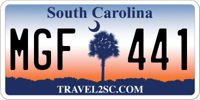 SC license plate MGF441