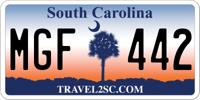 SC license plate MGF442