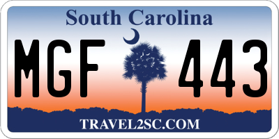 SC license plate MGF443