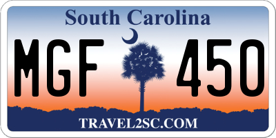SC license plate MGF450