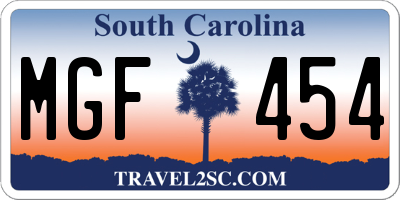 SC license plate MGF454