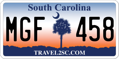 SC license plate MGF458