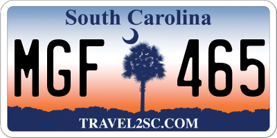 SC license plate MGF465