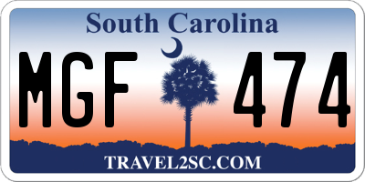 SC license plate MGF474