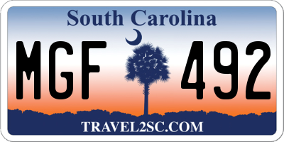 SC license plate MGF492