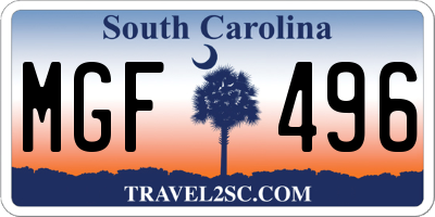 SC license plate MGF496