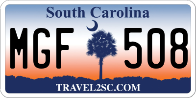 SC license plate MGF508