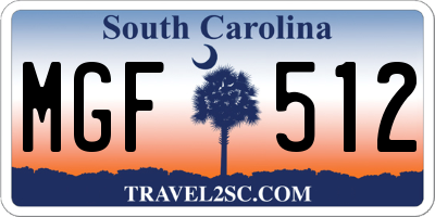 SC license plate MGF512