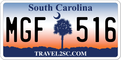 SC license plate MGF516