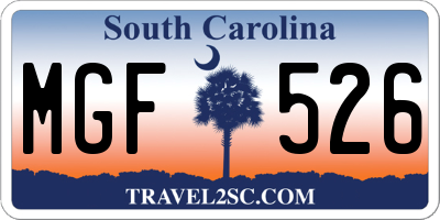 SC license plate MGF526