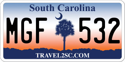 SC license plate MGF532