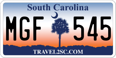 SC license plate MGF545