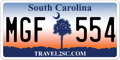 SC license plate MGF554
