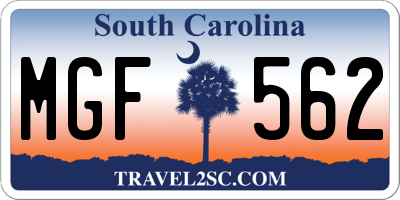 SC license plate MGF562