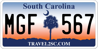 SC license plate MGF567