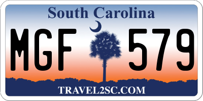 SC license plate MGF579