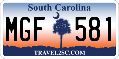 SC license plate MGF581