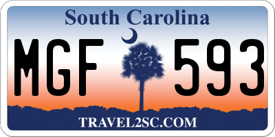 SC license plate MGF593