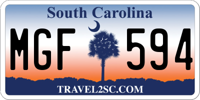 SC license plate MGF594