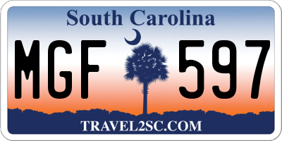 SC license plate MGF597