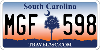 SC license plate MGF598