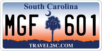 SC license plate MGF601