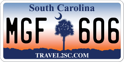 SC license plate MGF606