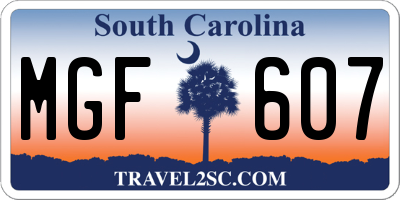 SC license plate MGF607