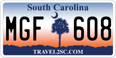 SC license plate MGF608