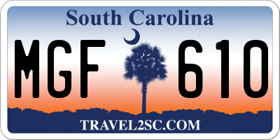 SC license plate MGF610