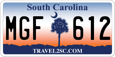 SC license plate MGF612