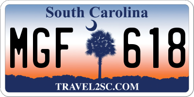 SC license plate MGF618
